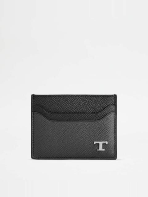 Tod's CARD HOLDER IN LEATHER - GREY, BLACK