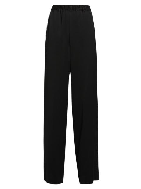 Vince Women's Lace-Trim Satin Wide-Leg Pants - Black