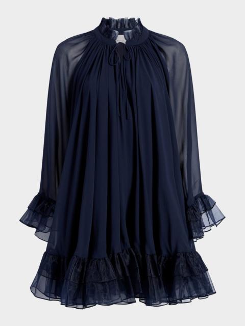Cinq à Sept Clairette Ruffled Trapeze Mini Dress