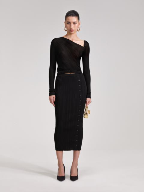 self-portrait Black Knit Midi Dress