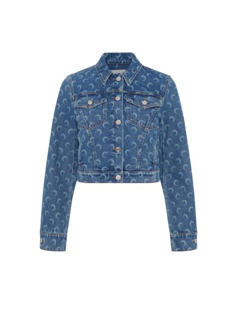 Marine Serre Moon Laser Blue Wash Denim Cropped Jacket
