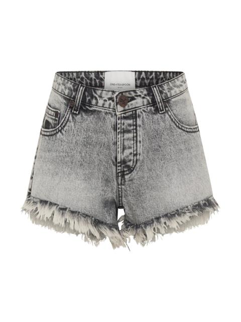 ONE TEASPOON Dukes Low Waist Mini Denim Shorts - Soft Grey