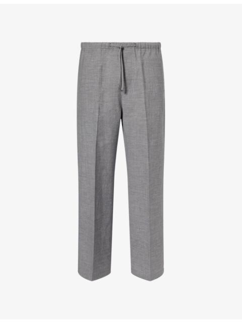 FRAME Easy Wide Leg Wool And Linen Trousers