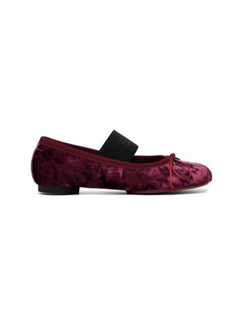 MM6 Maison Margiela Burgundy Velvet Ballerina Flats