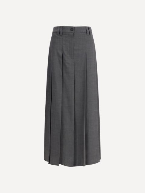 Pleated long Skirt in virgin wool techno gauze