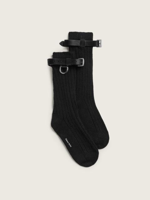 Simone Rocha Chunky Wool Leather Strap Ankle Socks