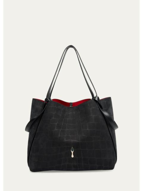 Christian Louboutin Bettina Large Croc-Embossed Suede Tote Bag