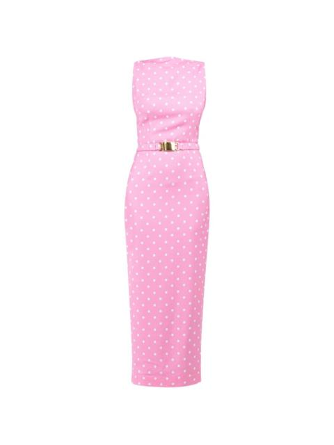 ROWEN ROSE polka-dots straight-neckline maxi dress