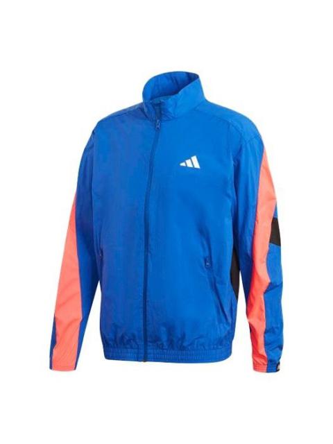 adidas M Urban Q3 Tt Contrast Color Stitching Logo Sports Stand Collar Woven Jacket Blue FS4048