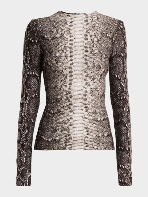 GABRIELA HEARST Asha Long Sleeve Python-Print Top
