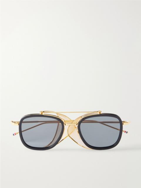 Thom Browne Round-Frame Silver-Tone Titanium Sunglasses Gold