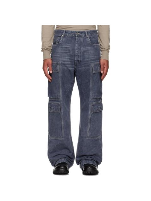 Rick Owens DRKSHDW Blue Concordians Double Cargo Jeans