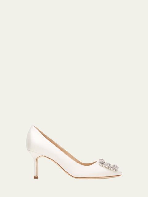 Manolo Blahnik Hangisi Satin Buckle Pumps