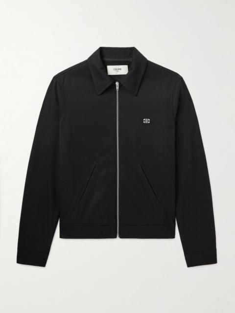 CELINE Triomphe Logo-Embroidered Wool-Blend Twill Jacket Black