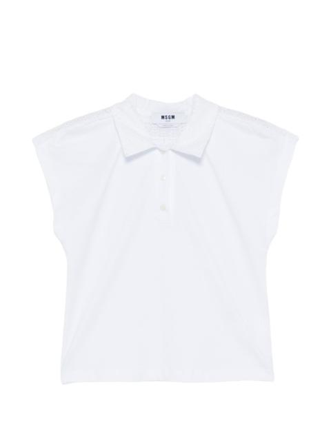 MSGM pointelle short-sleeve polo top