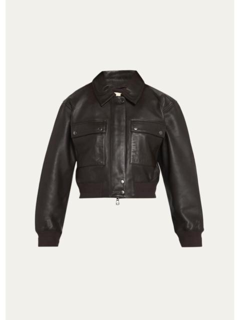 L'AGENCE Clotilde Leather Bomber Jacket