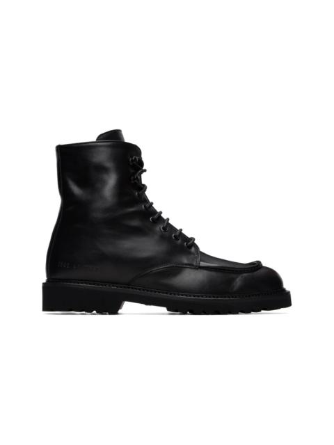 Common Projects Black Piuma Leather Lace-Up Boots