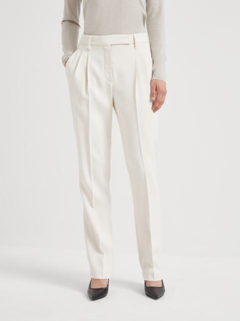 Brunello Cucinelli Comfort viscose couture twill cigarette trousers with monili