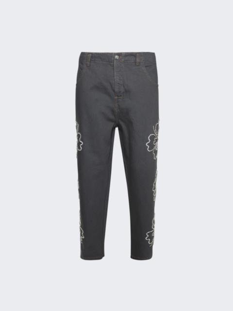 Embroidered Jeans Grey