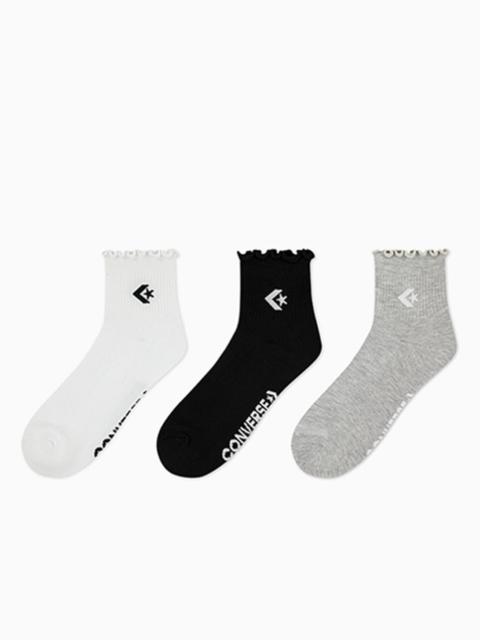 Converse 3-Pack Chevron Star Lettuce Cuff Quarter Socks