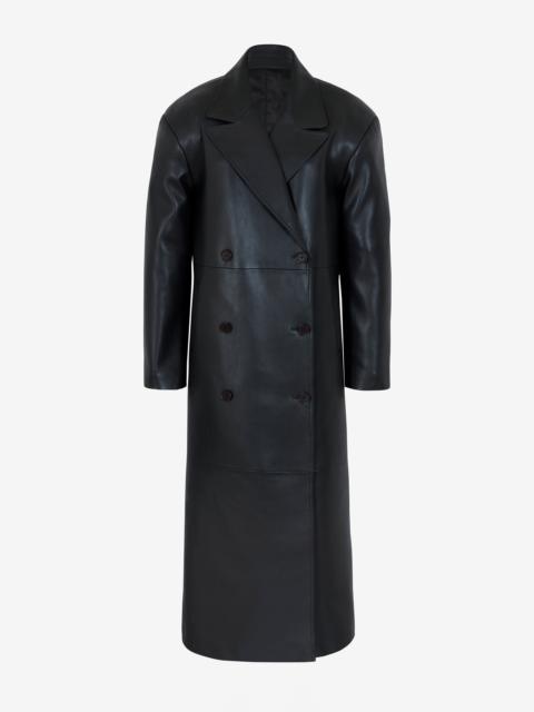 The Frankie Shop Tina Faux Leather Trench Coat - Black