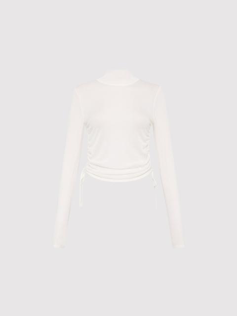 ST. AGNI Sheer Ruched Top - White