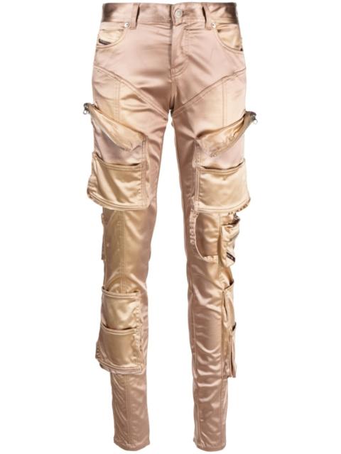 slim-cut satin cargo trousers