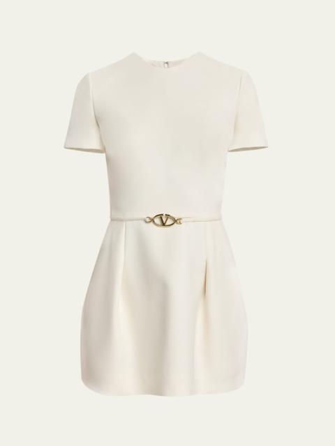 Valentino Flared Mini Dress with Logo Belt