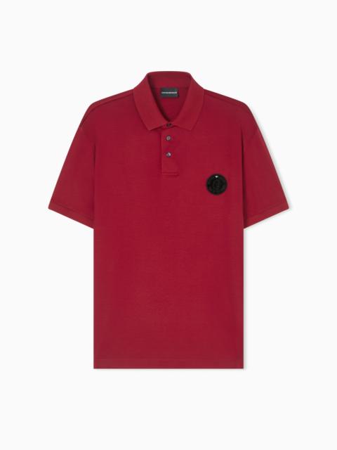 EMPORIO ARMANI LUNAR NEW YEAR LYOCELL-BLEND JERSEY POLO SHIRT WITH PATCH
