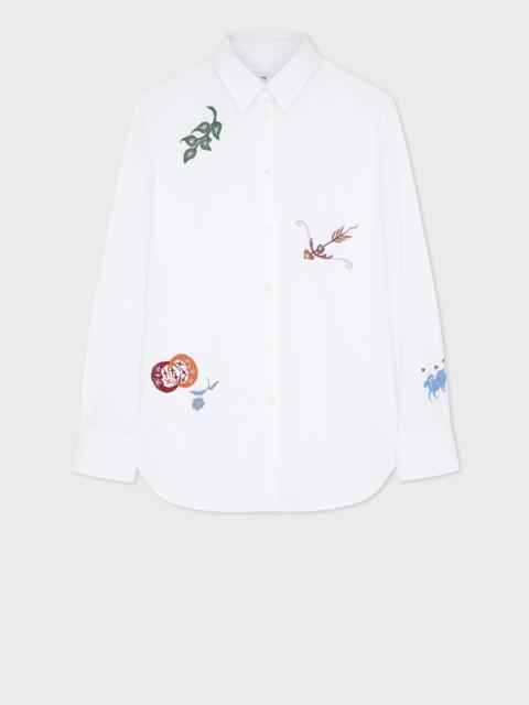 Paul Smith Women's White Cotton Embroidered Shirt