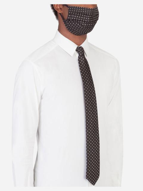 Dolce & Gabbana Polka-dot jacquard face mask and tie set