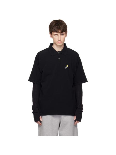 vowels Black S/S Pique Polo