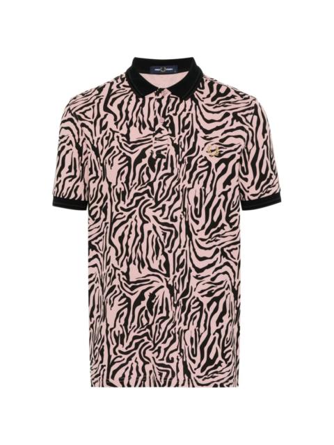 abstract-print polo shirt