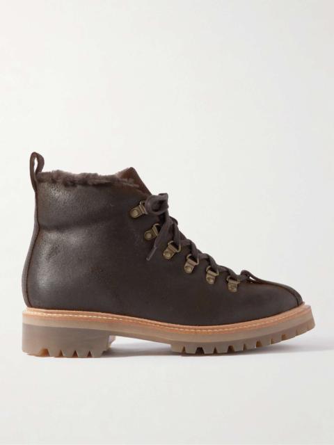Bobby Shearling-Lined Waxed-Leather Boots
