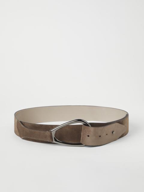 Calfskin suede belt