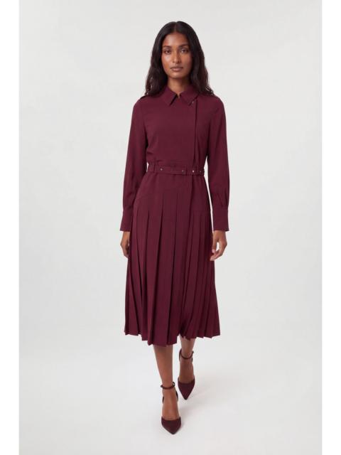 KAREN MILLEN Tailored Crepe Pleated Kilted Midi Dress