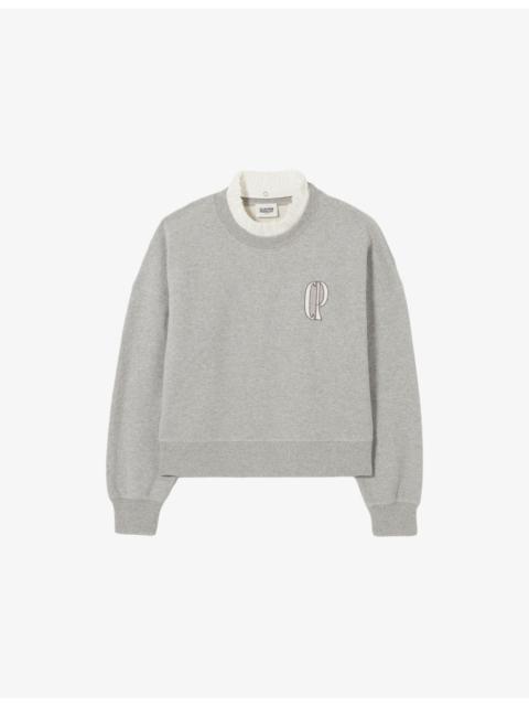 Claudie Pierlot Branded Victorian-Collar Cotton-Blend Sweatshirt