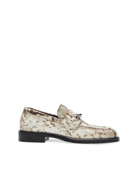 Barbed python-print loafers