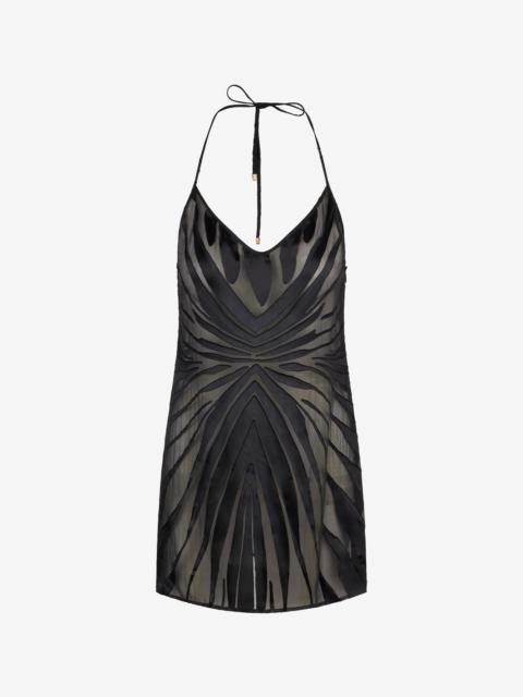 Roberto Cavalli Mini Slip Dress With Ray Devoré Print