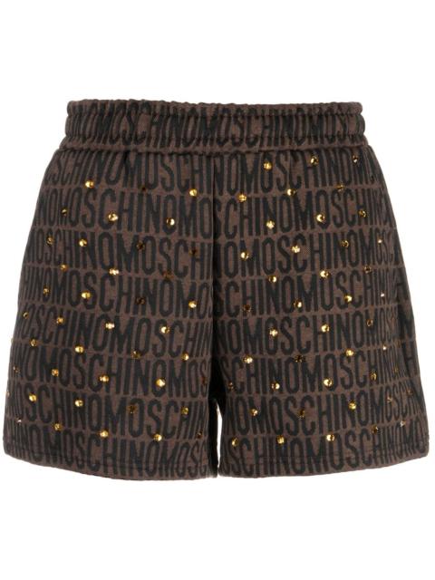 Moschino logo-print studded shorts
