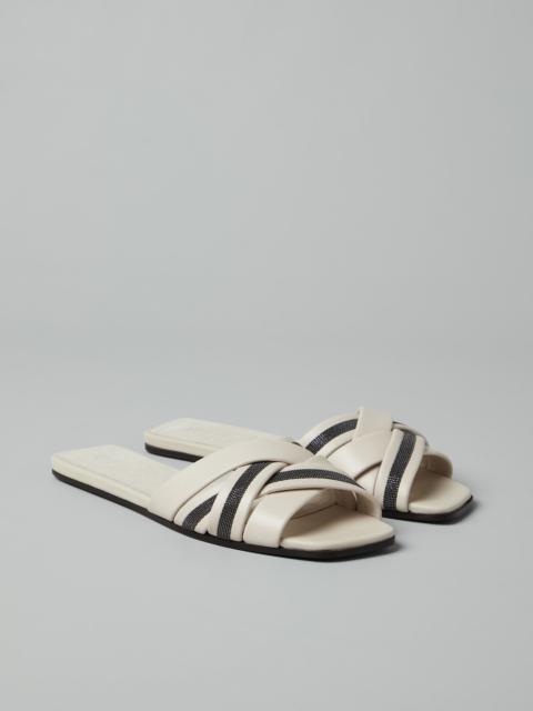 Brunello Cucinelli Nappa leather slides with monili