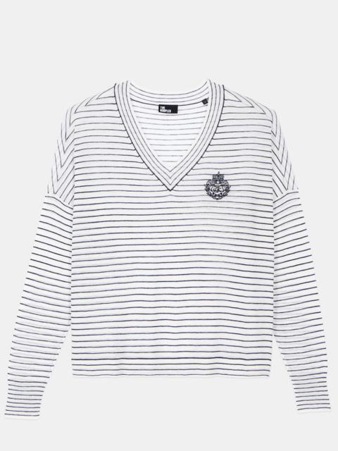 The Kooples BLAZON WOOL AND CASHMERE STRIPED SWEATER