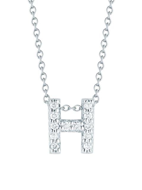 ROBERTO COIN Women's Tiny Treasures 0.08 TCW Diamond & 18K White Gold Initial Necklace - Initial H