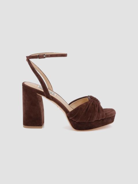 BADGLEY MISCHKA Women's Veda 85MM Suede Sandals - Coffee Suede