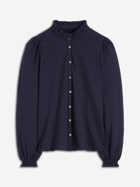 BODEN Effie Smocked Detail Shirt-Navy