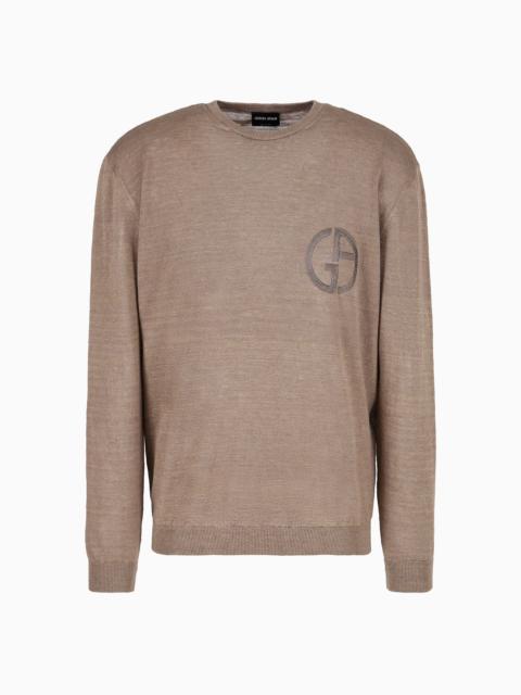 GIORGIO ARMANI Crew-neck jumper in linen and silk