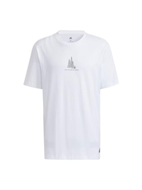 adidas adidas Casual Sports Breathable Pattern Short Sleeve White HI3036