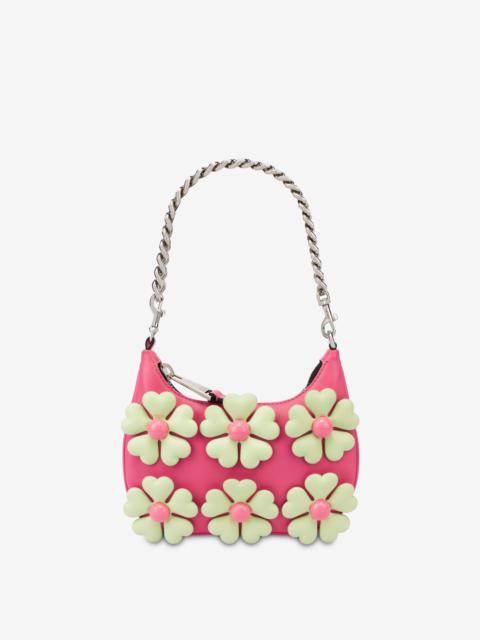 Moschino MINI NAPPA LEATHER HEART FLOWERS HOBO BAG