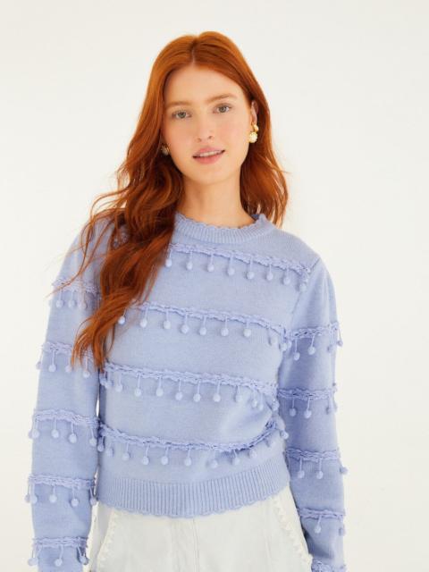 Blue Bubble Trim Knit Sweater
