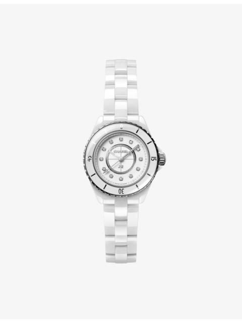 CHANEL J12 28mm Steel, Ceramic and 0.06ct Diamond Quartz Watch